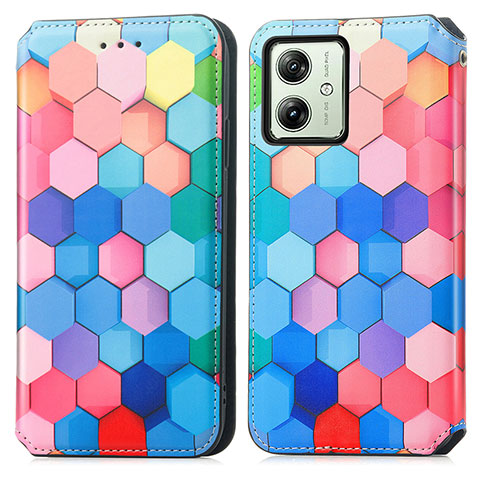 Custodia Portafoglio In Pelle Fantasia Modello Cover con Supporto S02D per Motorola Moto G54 5G Colorato