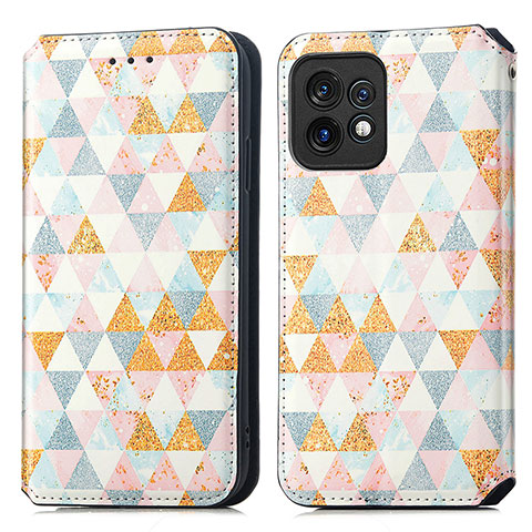 Custodia Portafoglio In Pelle Fantasia Modello Cover con Supporto S02D per Motorola Moto X40 5G Bianco