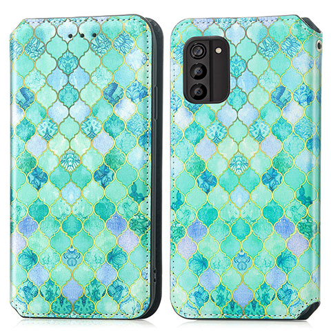 Custodia Portafoglio In Pelle Fantasia Modello Cover con Supporto S02D per Nokia G100 Verde