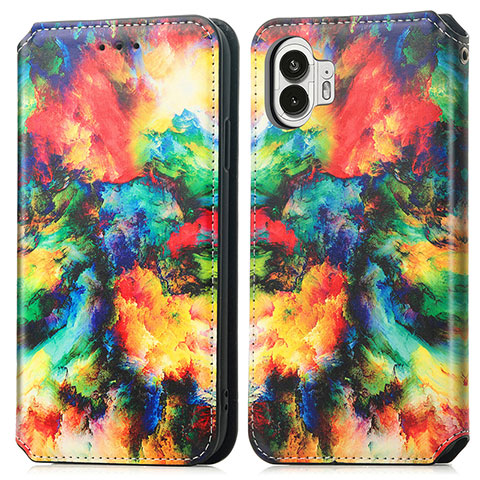 Custodia Portafoglio In Pelle Fantasia Modello Cover con Supporto S02D per Nothing Phone 2 Multicolore