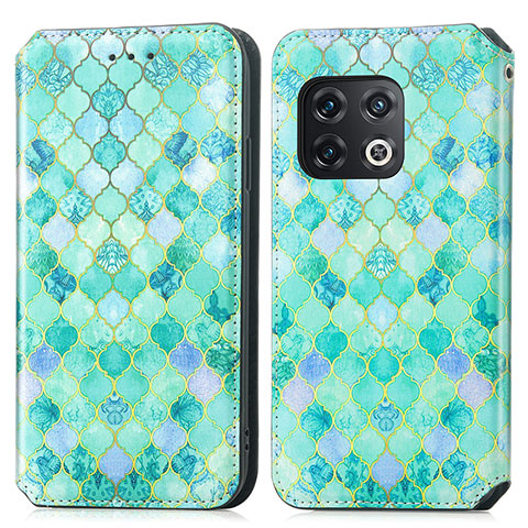 Custodia Portafoglio In Pelle Fantasia Modello Cover con Supporto S02D per OnePlus 10 Pro 5G Verde