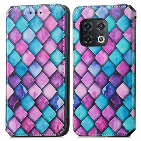 Custodia Portafoglio In Pelle Fantasia Modello Cover con Supporto S02D per OnePlus 10 Pro 5G Viola