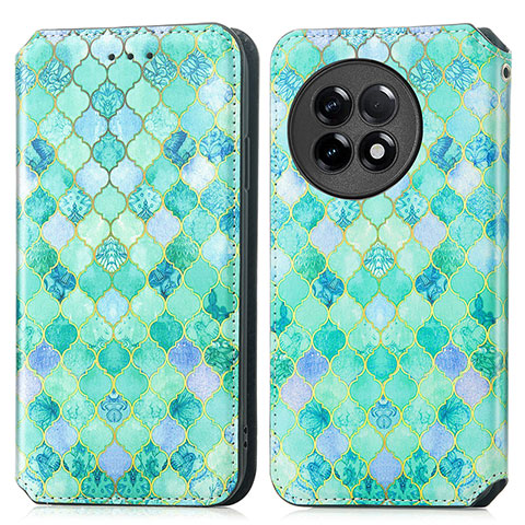 Custodia Portafoglio In Pelle Fantasia Modello Cover con Supporto S02D per OnePlus Ace 2 Pro 5G Verde