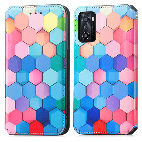 Custodia Portafoglio In Pelle Fantasia Modello Cover con Supporto S02D per Oppo A55S 5G Colorato