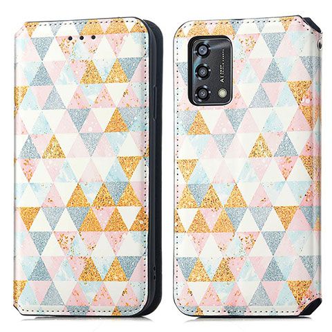 Custodia Portafoglio In Pelle Fantasia Modello Cover con Supporto S02D per Oppo A74 4G Bianco