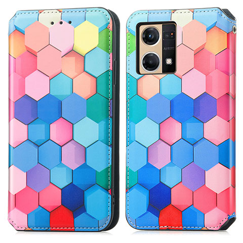 Custodia Portafoglio In Pelle Fantasia Modello Cover con Supporto S02D per Oppo F21 Pro 4G Colorato