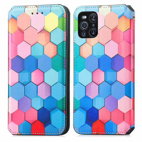 Custodia Portafoglio In Pelle Fantasia Modello Cover con Supporto S02D per Oppo Find X3 Pro 5G Colorato