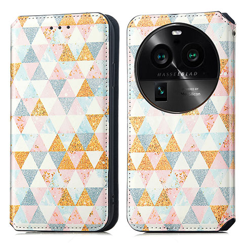 Custodia Portafoglio In Pelle Fantasia Modello Cover con Supporto S02D per Oppo Find X6 5G Bianco