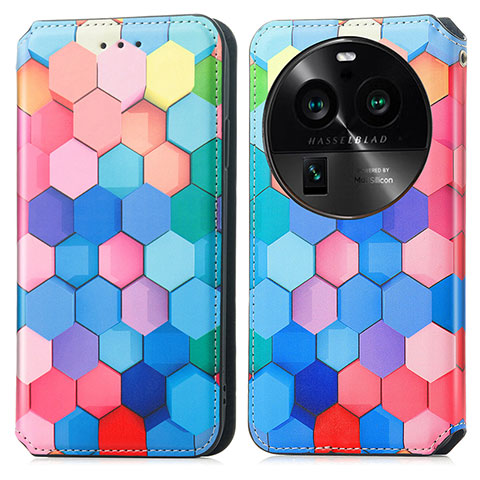 Custodia Portafoglio In Pelle Fantasia Modello Cover con Supporto S02D per Oppo Find X6 5G Colorato