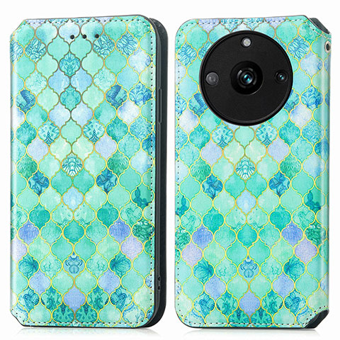 Custodia Portafoglio In Pelle Fantasia Modello Cover con Supporto S02D per Realme 11 Pro 5G Verde