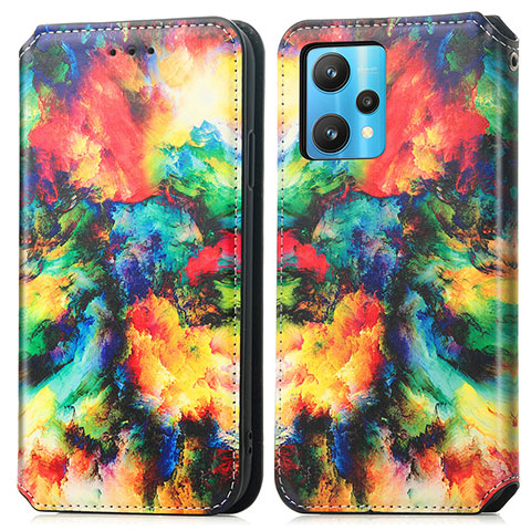 Custodia Portafoglio In Pelle Fantasia Modello Cover con Supporto S02D per Realme 9 4G Multicolore