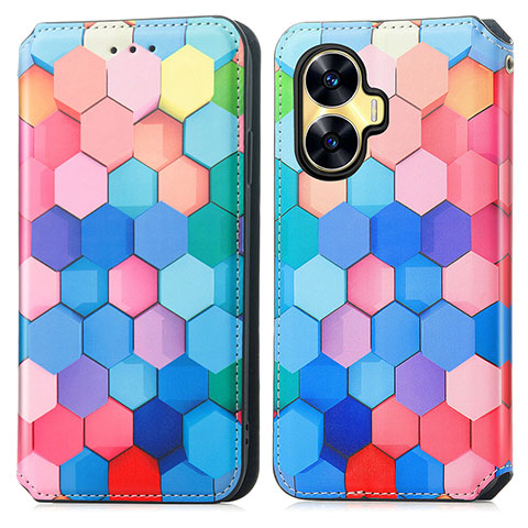 Custodia Portafoglio In Pelle Fantasia Modello Cover con Supporto S02D per Realme C55 Colorato