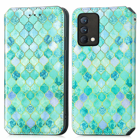 Custodia Portafoglio In Pelle Fantasia Modello Cover con Supporto S02D per Realme GT Master 5G Verde