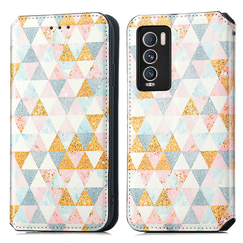 Custodia Portafoglio In Pelle Fantasia Modello Cover con Supporto S02D per Realme GT Master Explorer 5G Bianco