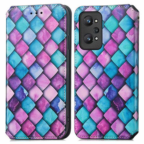 Custodia Portafoglio In Pelle Fantasia Modello Cover con Supporto S02D per Realme GT Neo2 5G Viola