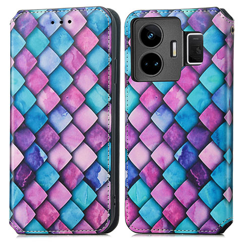 Custodia Portafoglio In Pelle Fantasia Modello Cover con Supporto S02D per Realme GT5 5G Viola