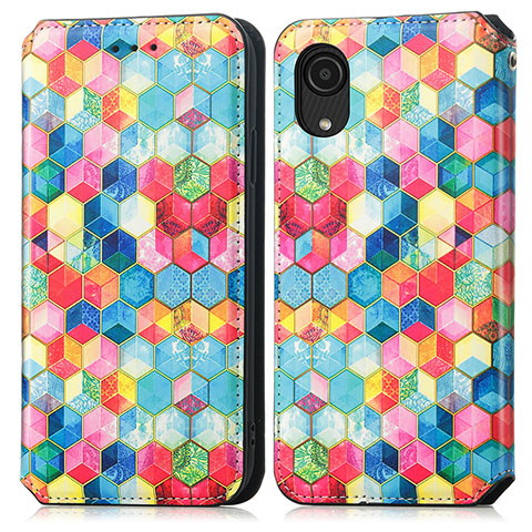 Custodia Portafoglio In Pelle Fantasia Modello Cover con Supporto S02D per Samsung Galaxy A03 Core Multicolore