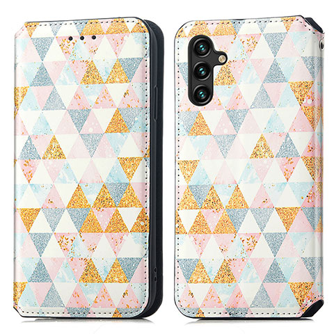 Custodia Portafoglio In Pelle Fantasia Modello Cover con Supporto S02D per Samsung Galaxy A04s Bianco