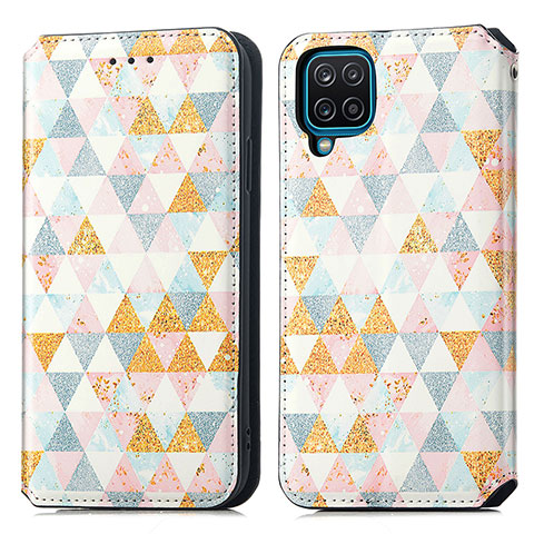 Custodia Portafoglio In Pelle Fantasia Modello Cover con Supporto S02D per Samsung Galaxy A12 Nacho Bianco