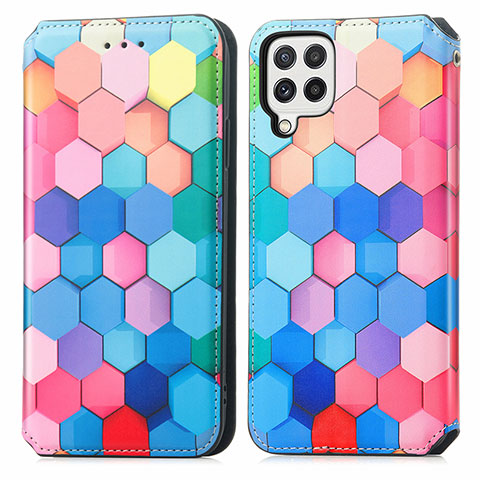 Custodia Portafoglio In Pelle Fantasia Modello Cover con Supporto S02D per Samsung Galaxy A22 4G Colorato