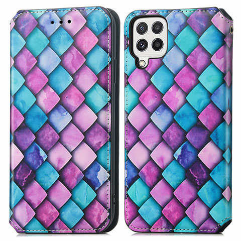 Custodia Portafoglio In Pelle Fantasia Modello Cover con Supporto S02D per Samsung Galaxy A22 4G Viola