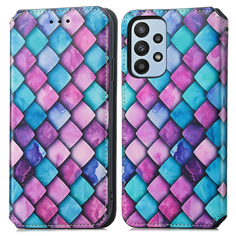 Custodia Portafoglio In Pelle Fantasia Modello Cover con Supporto S02D per Samsung Galaxy A23 4G Viola