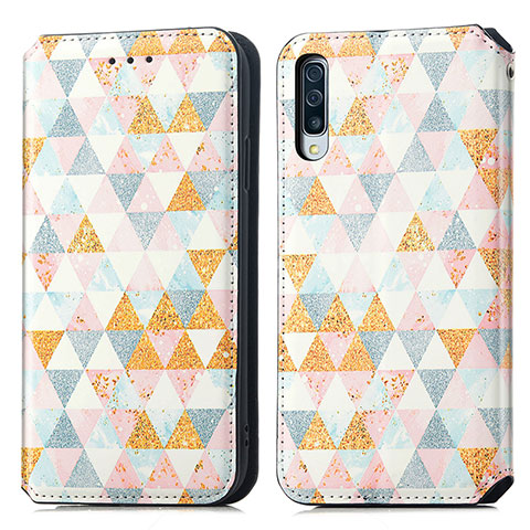 Custodia Portafoglio In Pelle Fantasia Modello Cover con Supporto S02D per Samsung Galaxy A30S Bianco