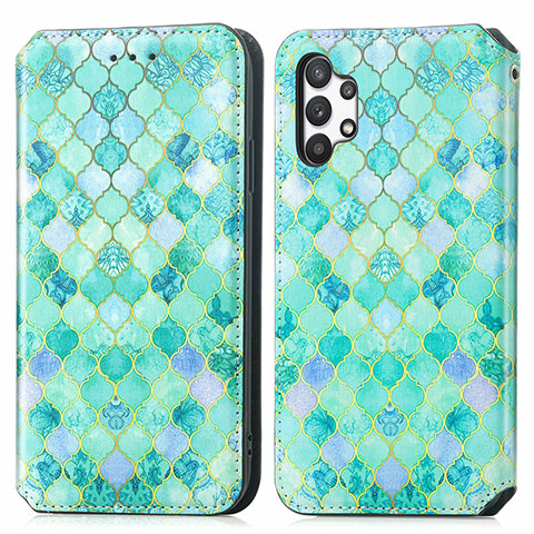 Custodia Portafoglio In Pelle Fantasia Modello Cover con Supporto S02D per Samsung Galaxy A32 4G Verde