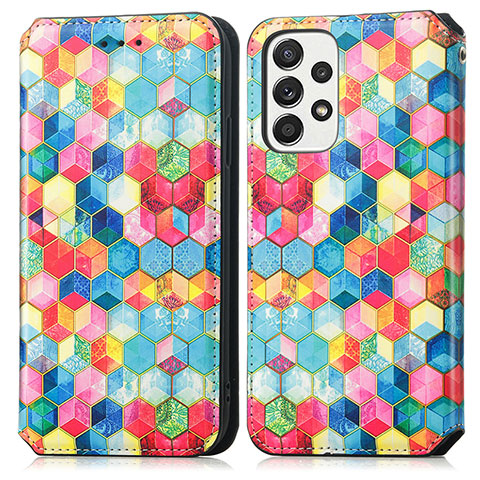 Custodia Portafoglio In Pelle Fantasia Modello Cover con Supporto S02D per Samsung Galaxy A33 5G Multicolore