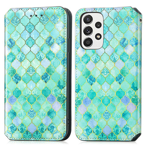 Custodia Portafoglio In Pelle Fantasia Modello Cover con Supporto S02D per Samsung Galaxy A53 5G Verde