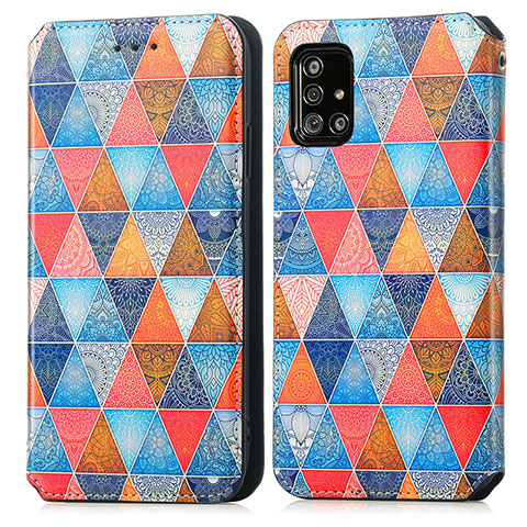 Custodia Portafoglio In Pelle Fantasia Modello Cover con Supporto S02D per Samsung Galaxy A71 4G A715 Marrone