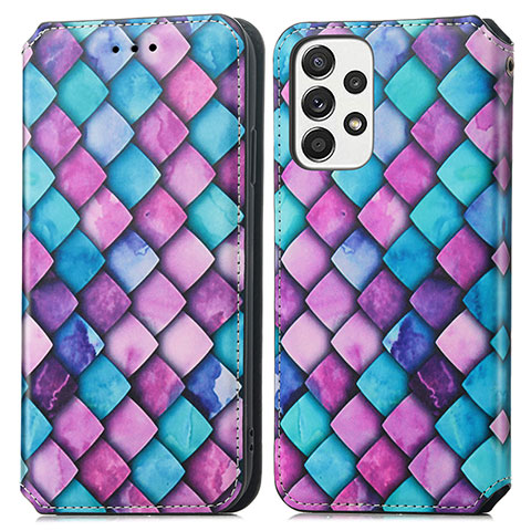 Custodia Portafoglio In Pelle Fantasia Modello Cover con Supporto S02D per Samsung Galaxy A73 5G Viola