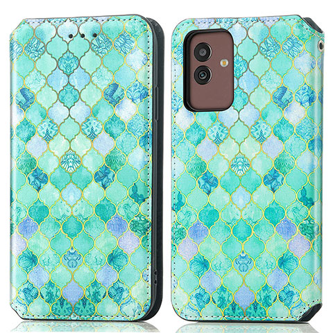 Custodia Portafoglio In Pelle Fantasia Modello Cover con Supporto S02D per Samsung Galaxy M13 5G Verde