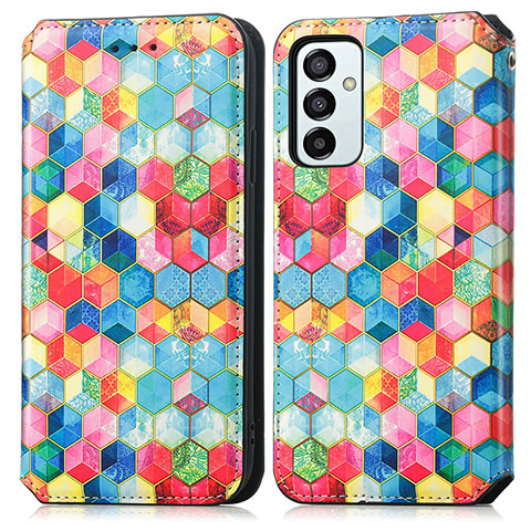 Custodia Portafoglio In Pelle Fantasia Modello Cover con Supporto S02D per Samsung Galaxy M23 5G Multicolore