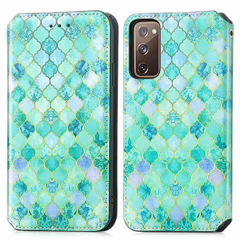 Custodia Portafoglio In Pelle Fantasia Modello Cover con Supporto S02D per Samsung Galaxy S20 FE (2022) 5G Verde