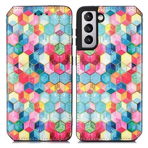 Custodia Portafoglio In Pelle Fantasia Modello Cover con Supporto S02D per Samsung Galaxy S22 Plus 5G Colorato