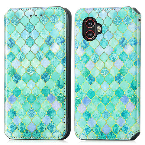 Custodia Portafoglio In Pelle Fantasia Modello Cover con Supporto S02D per Samsung Galaxy XCover 6 Pro 5G Verde