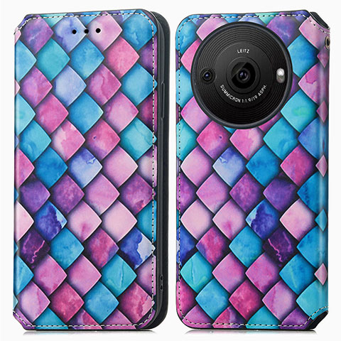 Custodia Portafoglio In Pelle Fantasia Modello Cover con Supporto S02D per Sharp Aquos R8 Pro Viola