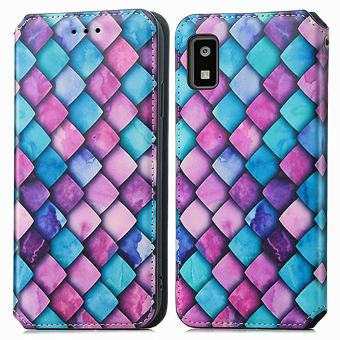 Custodia Portafoglio In Pelle Fantasia Modello Cover con Supporto S02D per Sharp Aquos wish3 Viola