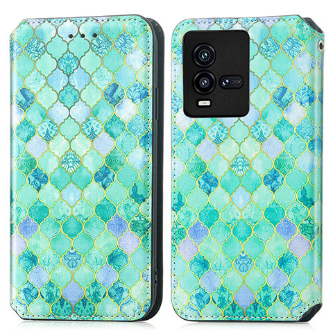 Custodia Portafoglio In Pelle Fantasia Modello Cover con Supporto S02D per Vivo iQOO 9T 5G Verde