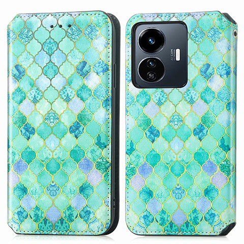 Custodia Portafoglio In Pelle Fantasia Modello Cover con Supporto S02D per Vivo iQOO Z6 Lite 5G Verde