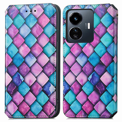 Custodia Portafoglio In Pelle Fantasia Modello Cover con Supporto S02D per Vivo iQOO Z6 Lite 5G Viola