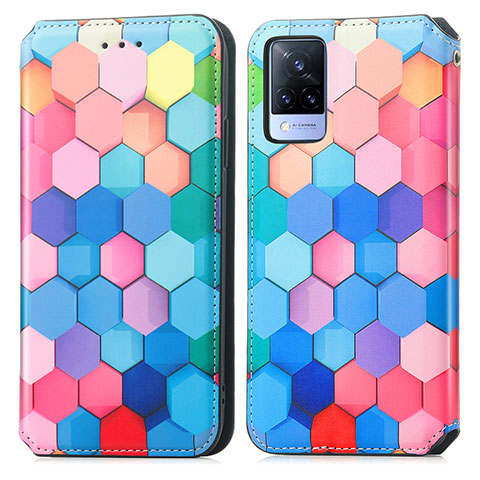 Custodia Portafoglio In Pelle Fantasia Modello Cover con Supporto S02D per Vivo V21s 5G Colorato