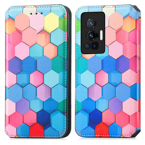 Custodia Portafoglio In Pelle Fantasia Modello Cover con Supporto S02D per Vivo X70 Pro 5G Colorato