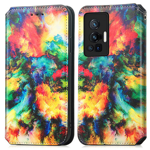 Custodia Portafoglio In Pelle Fantasia Modello Cover con Supporto S02D per Vivo X70 Pro 5G Multicolore