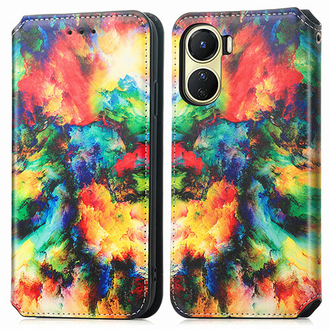 Custodia Portafoglio In Pelle Fantasia Modello Cover con Supporto S02D per Vivo Y16 Multicolore