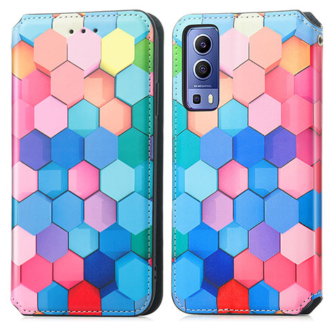 Custodia Portafoglio In Pelle Fantasia Modello Cover con Supporto S02D per Vivo Y72 5G Colorato