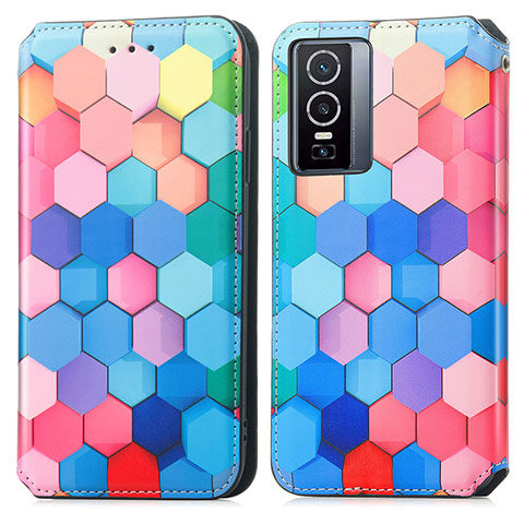 Custodia Portafoglio In Pelle Fantasia Modello Cover con Supporto S02D per Vivo Y76 5G Colorato