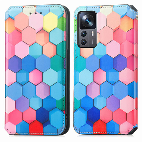 Custodia Portafoglio In Pelle Fantasia Modello Cover con Supporto S02D per Xiaomi Mi 12T 5G Colorato