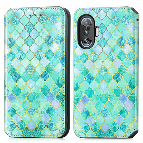 Custodia Portafoglio In Pelle Fantasia Modello Cover con Supporto S02D per Xiaomi Poco F3 GT 5G Verde